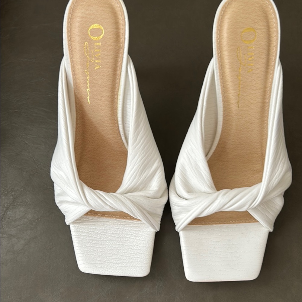 White Knotted Heel Sandals